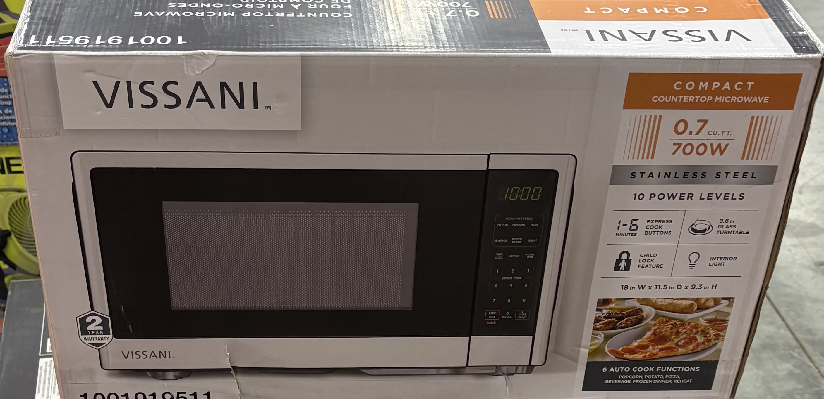 Vissani 0.7 cu. ft. 700W Stainless Steel Microwave